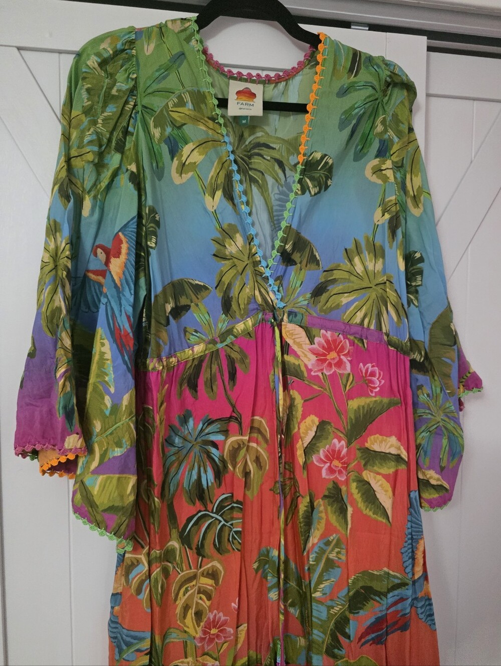 Farm Rio Ombre Forest Ruffle Tunic Maxidress. - Picture 2 of 5